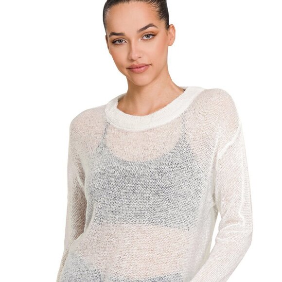 Ultra Fine Round Neck Wool Sweater - Ivory - Picture 5 of 9